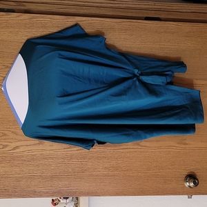 Emerald Green Lane Bryant Tie Front Mixed Media Top